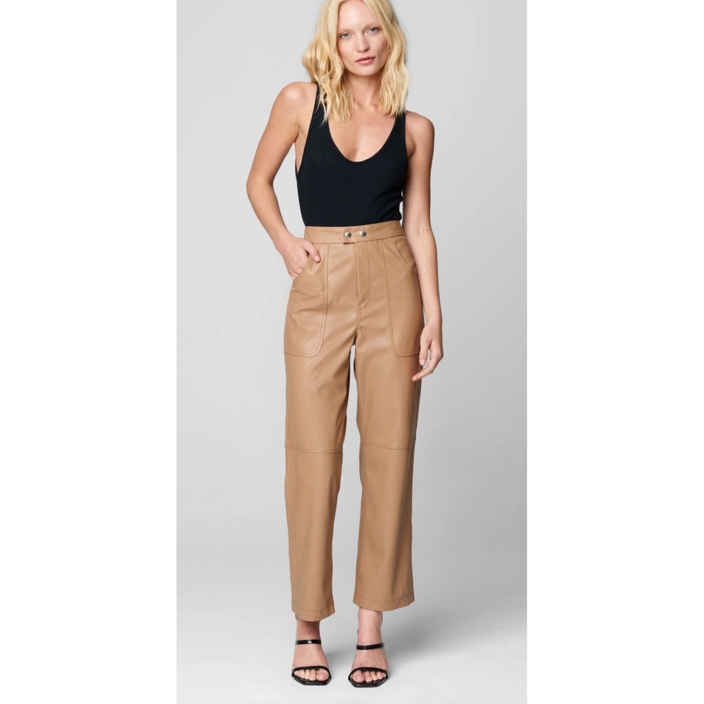 Blank NYC Pants Women Size 31 The BAXTER IN LUCKY NUMBER PANT Faux Leather Tan